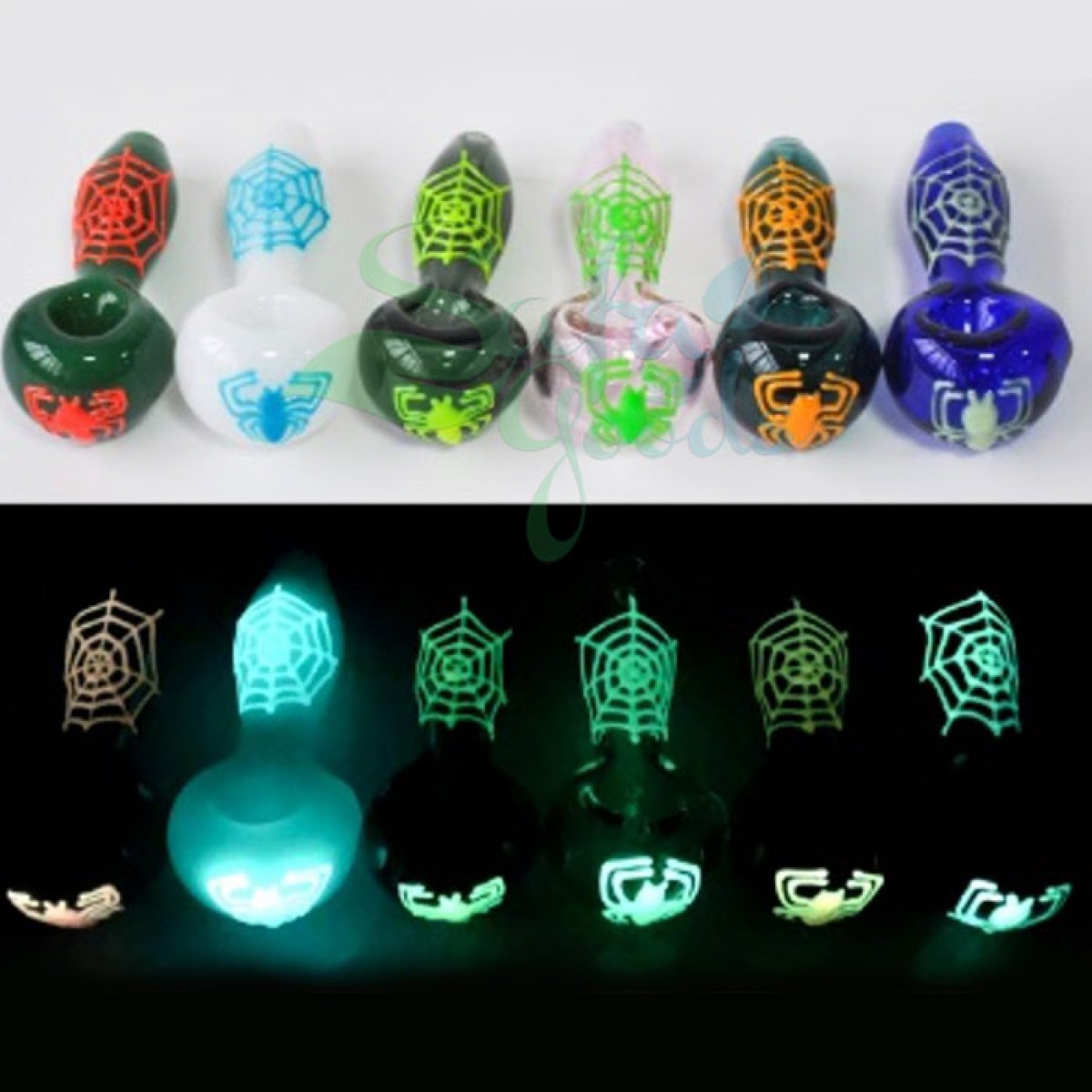 4 Inch Glow in the Dark Spider Hand Pipe